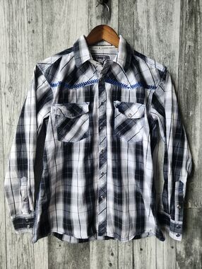 Cowboy Hardware Plaid Print Long Sleeve Snap Western Shirt S/M